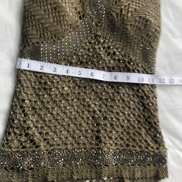 Le Chateau Green Beaded Crochet Halter Top - Picture 4 of 7